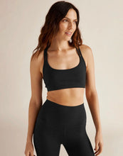 Load image into Gallery viewer, Beyond Yoga Heather Rib Criss Cross Bra In Black HR8224