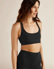 Load image into Gallery viewer, Beyond Yoga Heather Rib Criss Cross Bra In Black HR8224